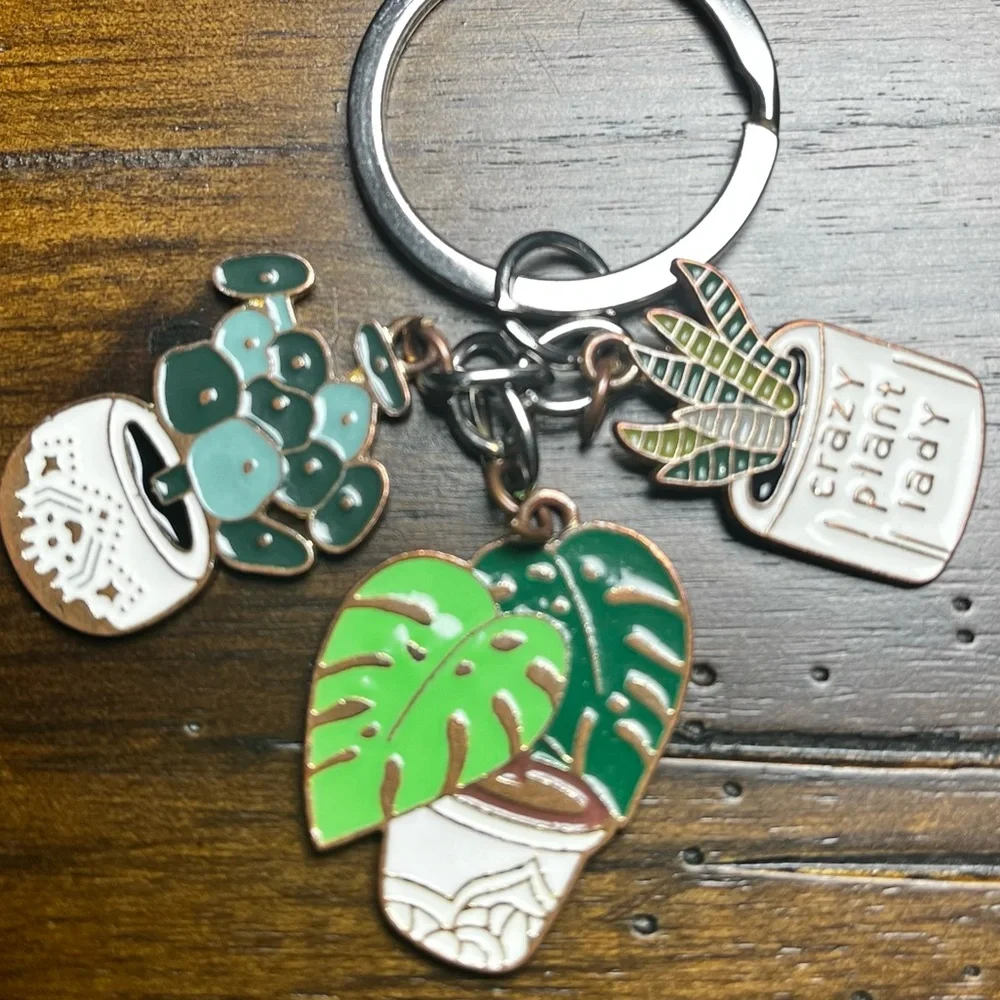 Crazy Plant Lady Key Chain Bag Charm Succulent Nature Green Leaves **Free Add On - Picture 3 of 4